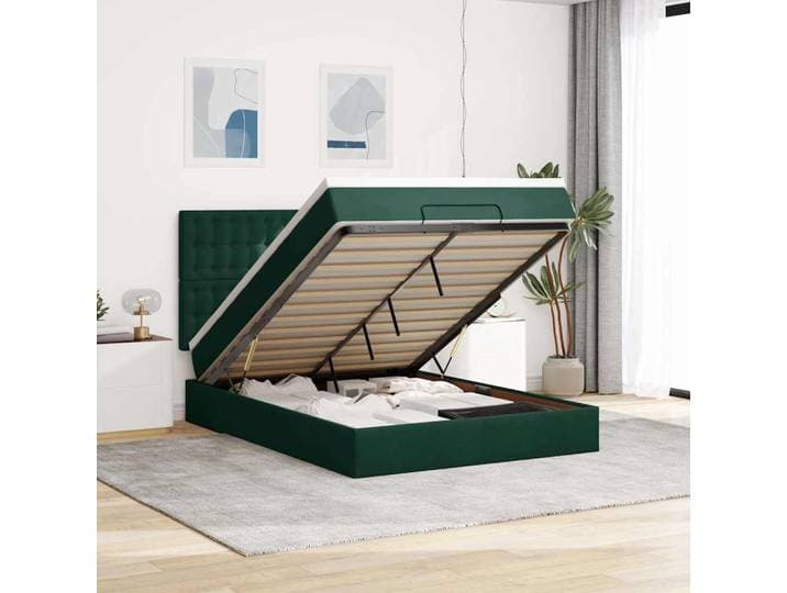 vidaXL Ottoman-Bett mit Matratzen Dunkelgrün 140x200 cm Samt