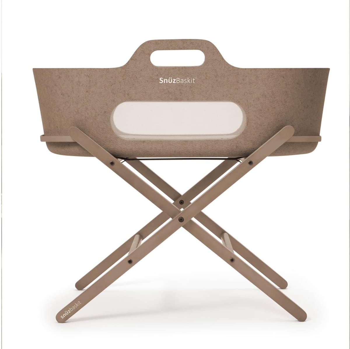 Babybett "Snüz Baskit Moseskorb & Ständer Set Mocha", Baby, Gr. B/H/L: 46,5cm x 74cm, kein Härtegrad, braun, Massivholz, Polyester, Babybetten Babybett braun B/H/L: 46,5cm x 74cm, kein Härtegrad