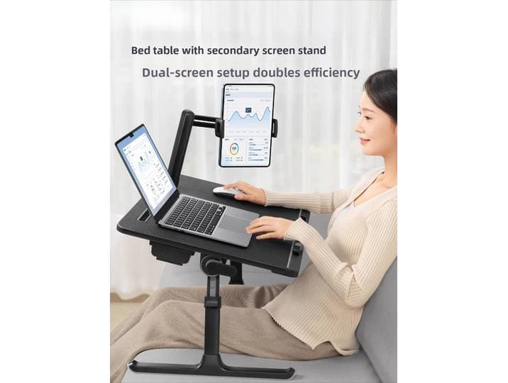 Table de lit réglable pour ordinateur portable, support pliable avec porte-ordinateur pour la lecture, le bureau et les études en dortoir