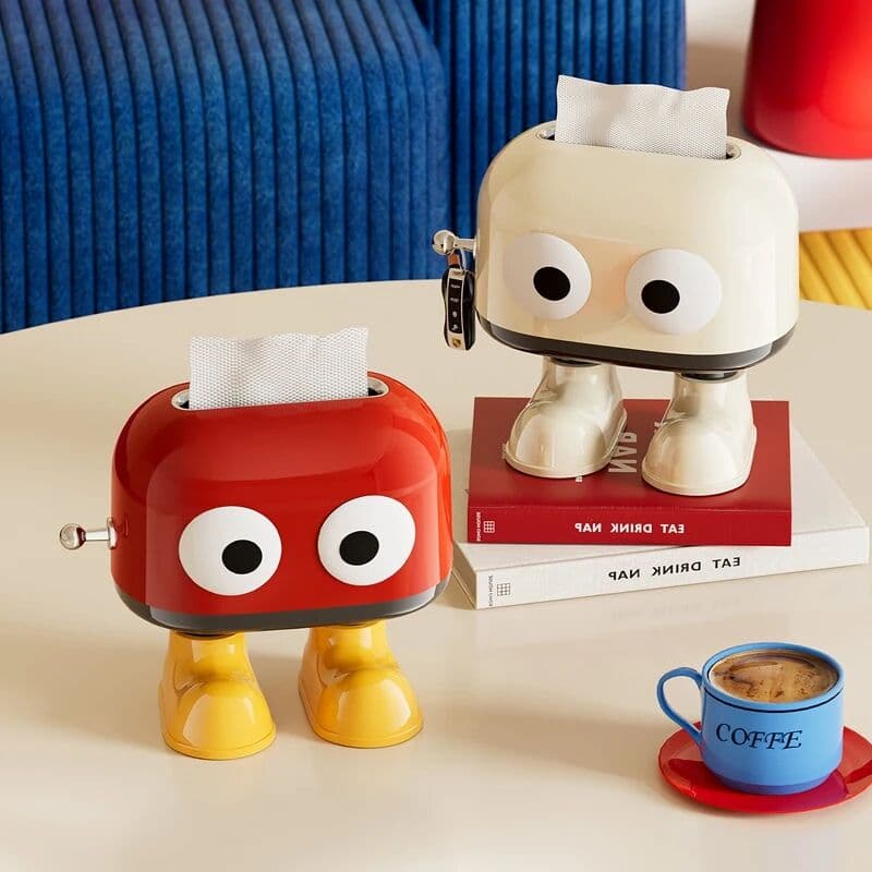 Creative Robot Tissue Box UFORU ABS Material Wide Opening Built-In Spring Cute Desktop Napkin Holder For Home Tabletop Decor