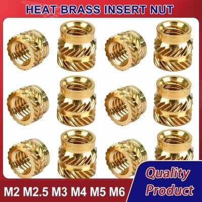 Inspired Finds Brass Heat Set Threaded Insert Nuts For 3D Printing And Plastic m3 X L0.24in X Od0.18in 30pcs