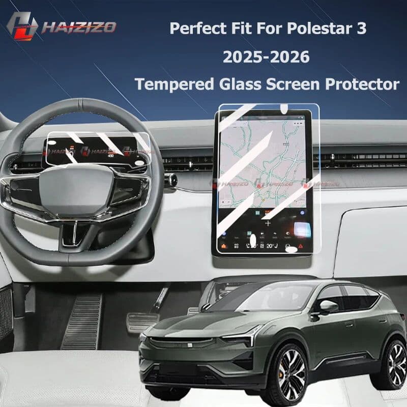 HAIZIZO Matte Tempered Glass Screen Protector Film Console GPS Navigation LCD Screen Anti‑fingerprint For Polestar 3 2025-2026