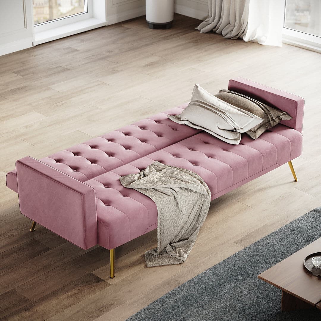 Fairmont Park 176*60*75cm Multi-functional Premium Plush Comfort Sofa for Living Room Pink 75cm H X 176cm W X 60cm D