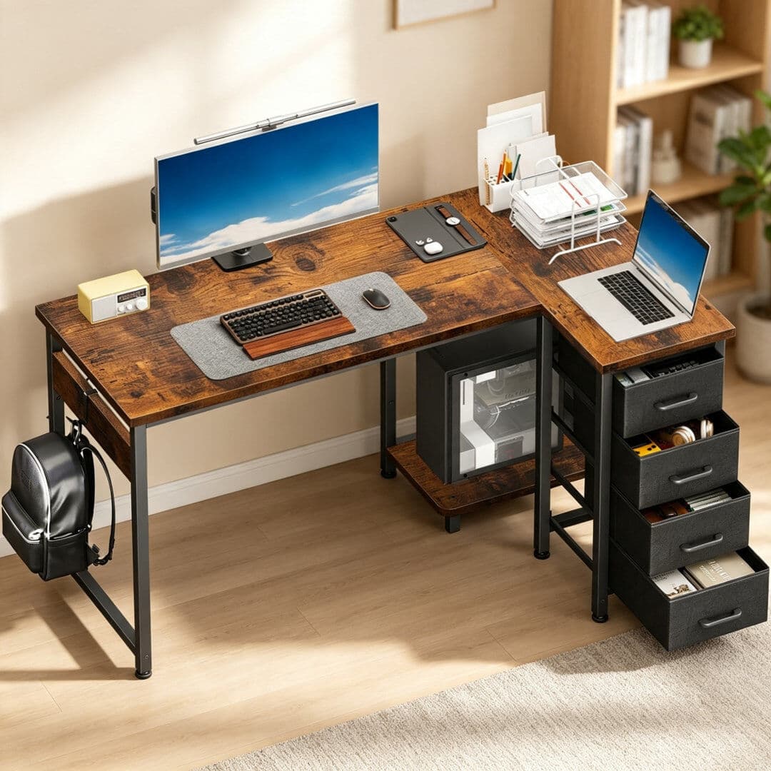Rebrilliant Computer Desk Brown/Black 75.7cm H X 120cm W X 70cm D