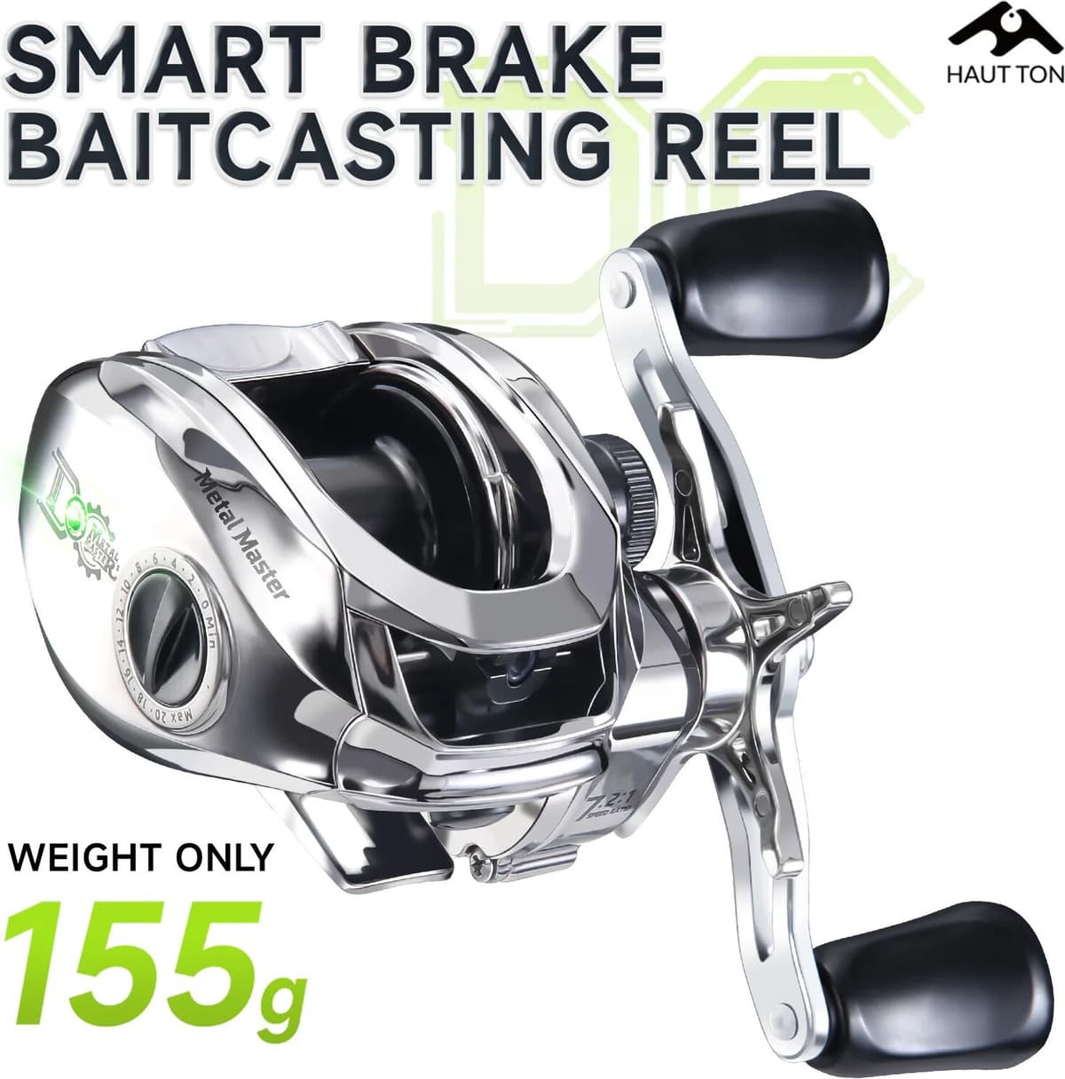 HAUT TON DC Brake Baitcasting Reel 5+1BB 7.2:1Gear Ratio 5KG Max Drag  Aluminum Alloy Gear Lightweight Fishing Reel