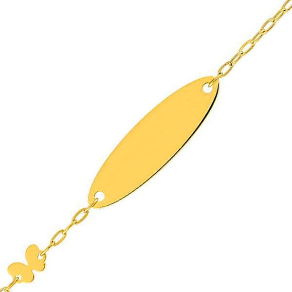 Mon Premier Bijou Gourmette bébé ovale papillon - Or jaune 9ct