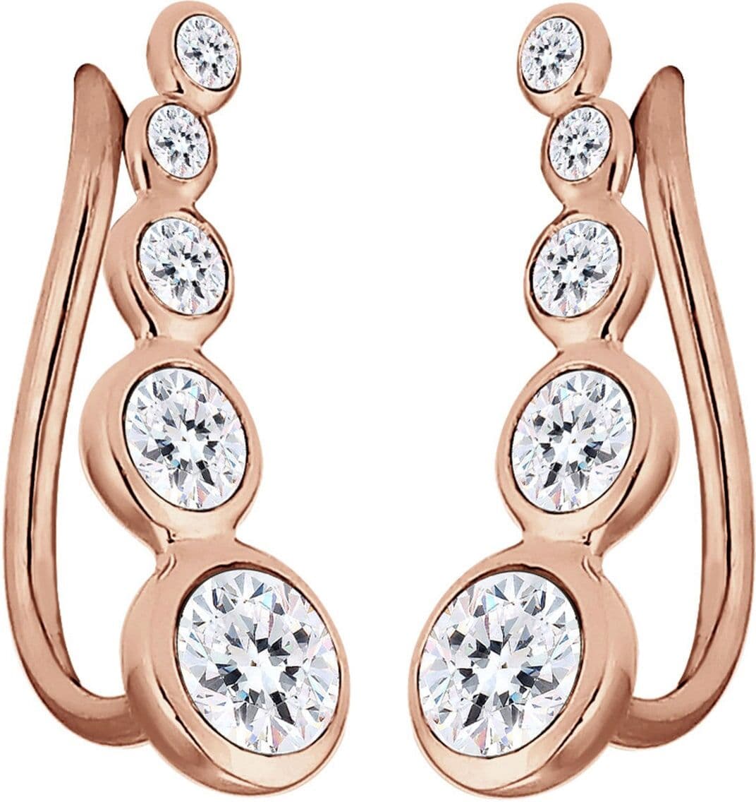 Paar Ohrstecker ELLI "Ohrringe Ohrklemme Earclimber, mit Kristallen von Swarovski" Gr. 17, rosa (rosegold), Ohrringe, Damen, 17, Silber 925 (Sterlingsilber), Paar Ohrstecker