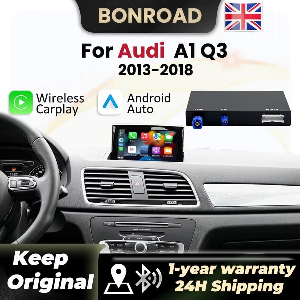 BONROAD Wireless Carplay Android Auto Module For Audi A1 Q3 2013-2018 With AirPlay Mirror Link Bluetooth GPS Navigation Decoder