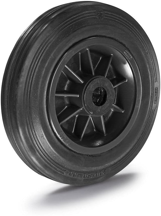 Vollgummi-Rad, auf Kunststoff-Felge, Rollenlager, Rad-Ø x Breite 125 x 38 mm Proroll