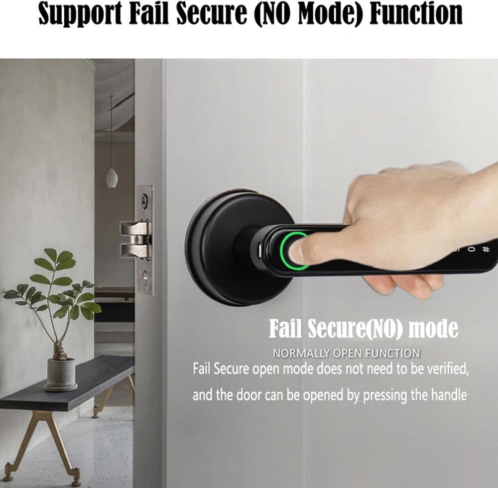 Asia-Teco Tuya/TTLOCK Fingerprint Electronic Door Lock Smart Bluetooth Password Handle Lock APP Unlock Keyless Entry Support iOS/Android