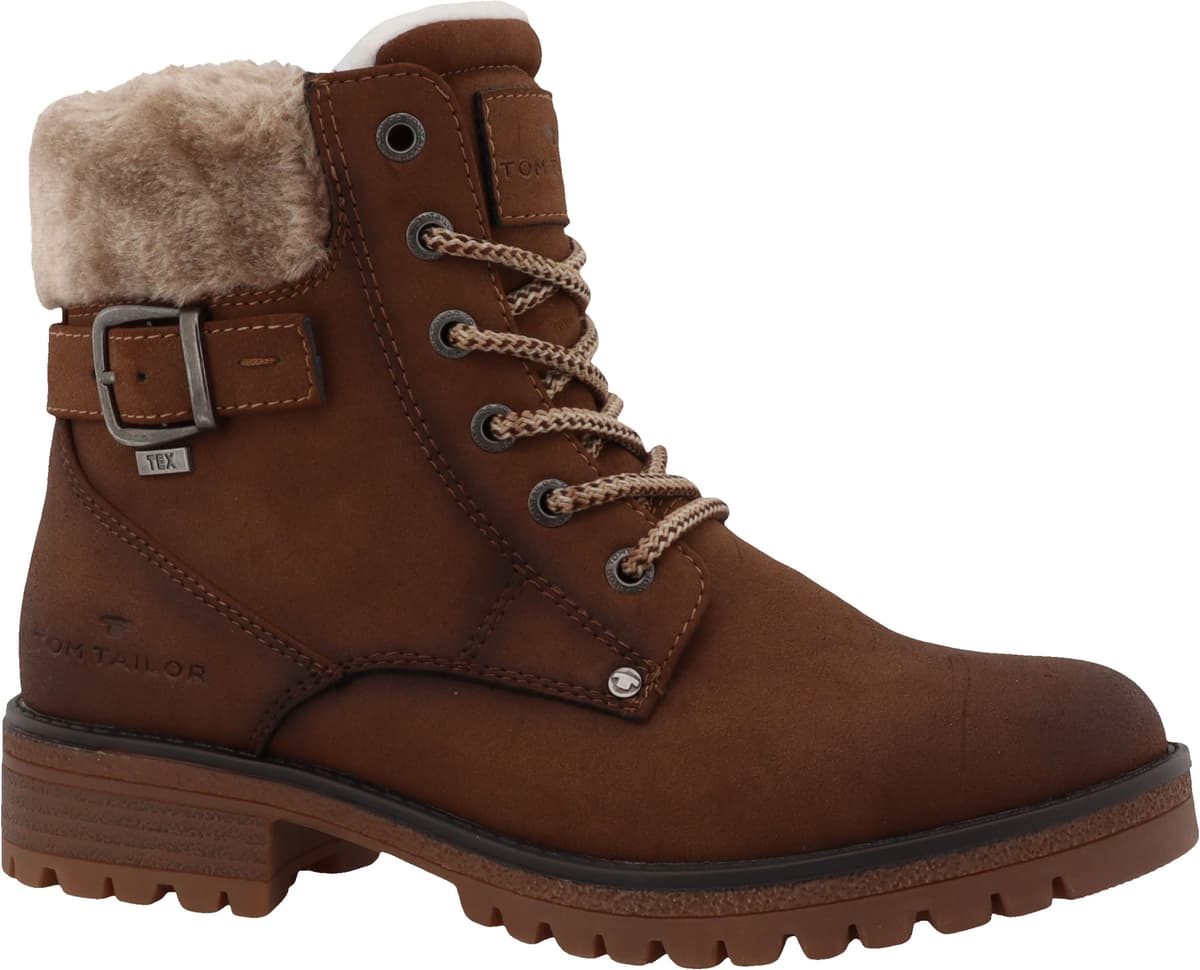 Winterboots TOM TAILOR, Damen, Gr. 40, Warmfutter, braun (whisky used), Nubuklederimitat, Textil, Schuhe Winterboots, Workerboots, Hiking Boot mit Blockabsatz whisky used 40, Warmfutter