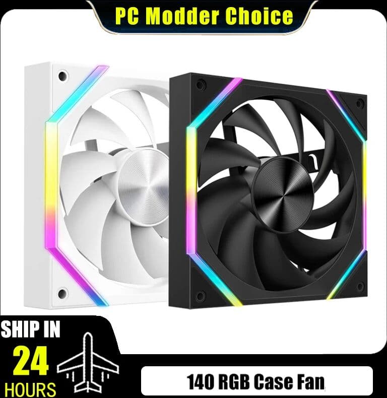 140 Case Fan ARGB, Silent 6-30dBa 89CFM Big Airflow, 14CM PC Cabinet 14025 Cooler Support Mobo 5V ARGB SYNC, Reverse Or Forward