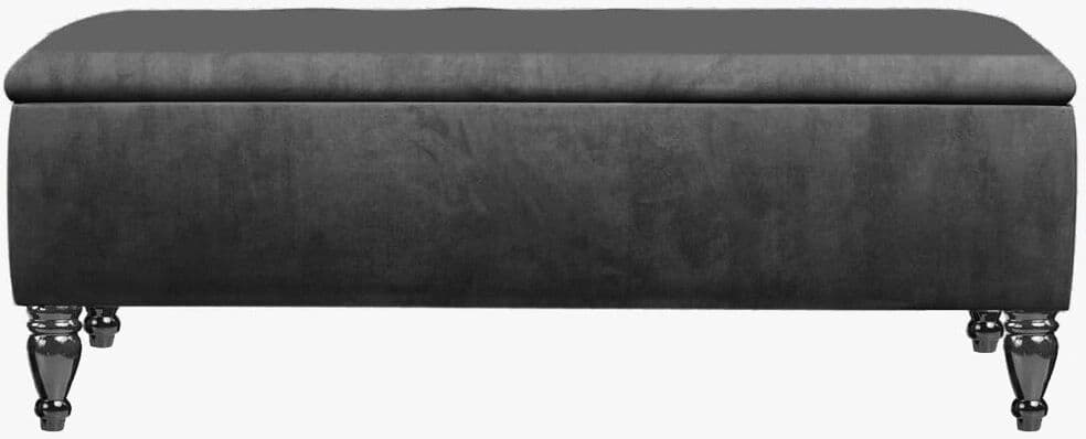 R&M Furnishers Lisbon Ottoman Bench with Storage, End of Bed Bench, Rectangle Coffee Table, Upholstered Footstools Steel Grey 45cm H x 90cm W x 40cm D
