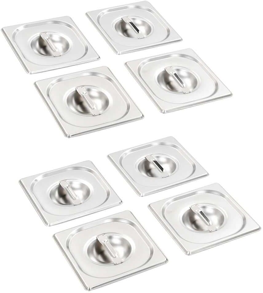 vidaXL Couvercles de plateau 8 pcs GN 1/6 Acier inoxydable