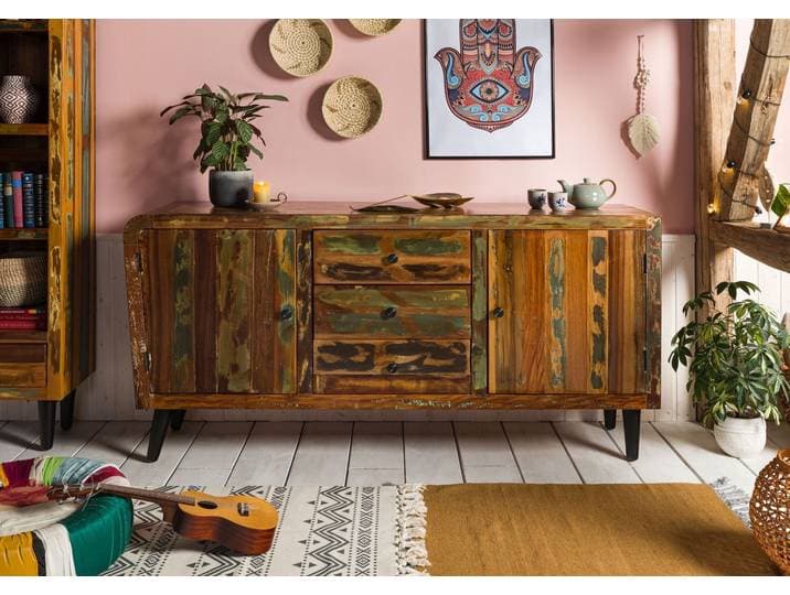 Sideboard Altholz 180x45x86 mehrfarbig lackiert SIXTIES #110