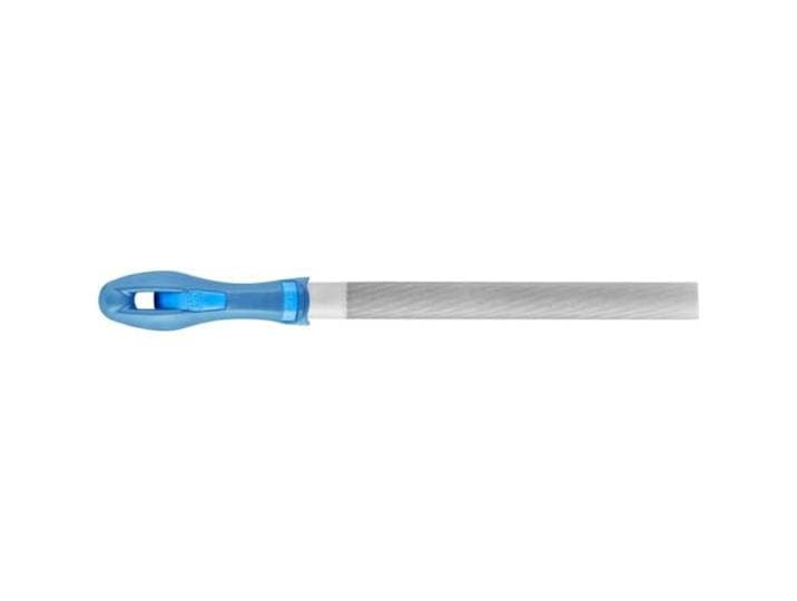 PFERD Werkplaatsvijl halfrond, 250 mm, halfronde vijl, kruiskop H1 aan twee zijden, incl. ergonomische vijlheft, 11213256 – geschikt voor grove verspaning en voor het voorbewerken