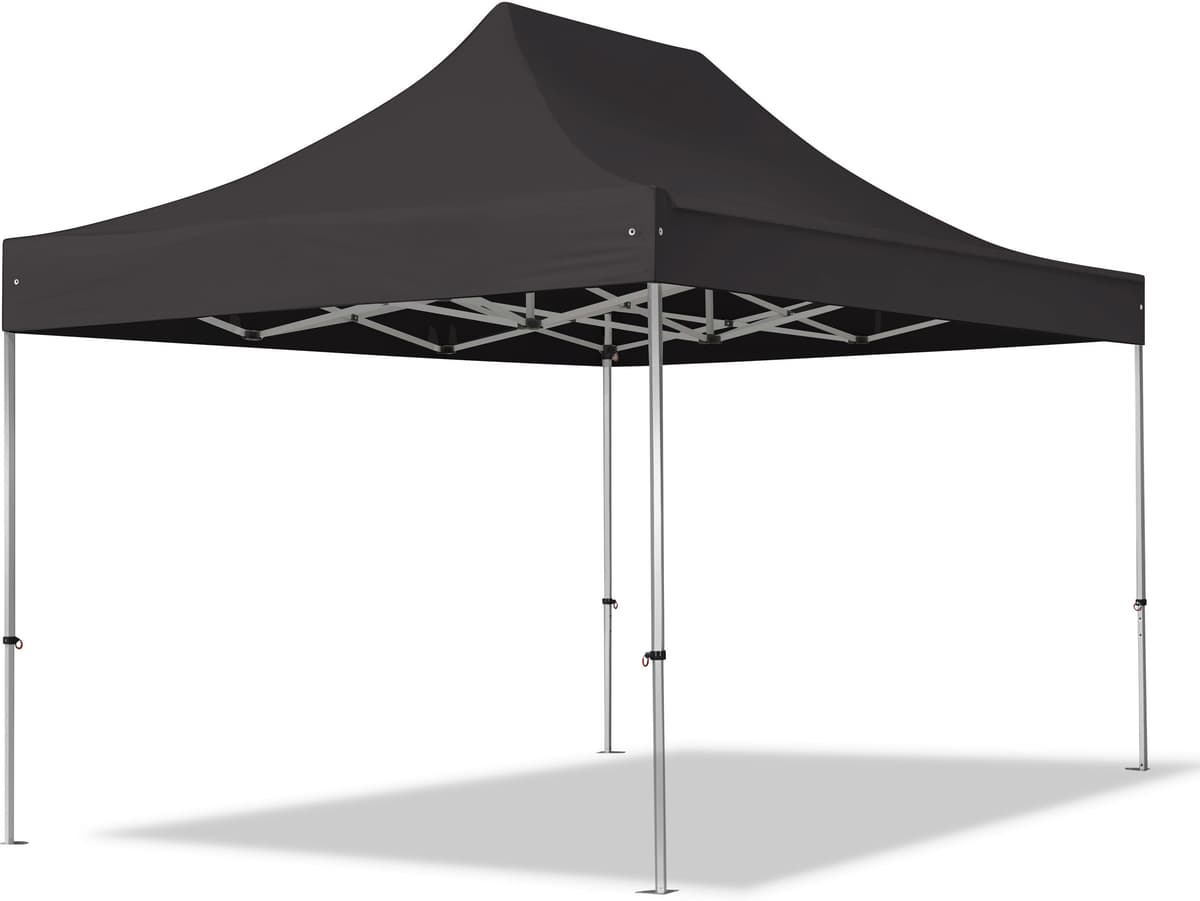 TOOLPORT Összecsukható pavilon, Aluminium, 3x4,5m, oldalpanelek nélkül, fekete - (59301)