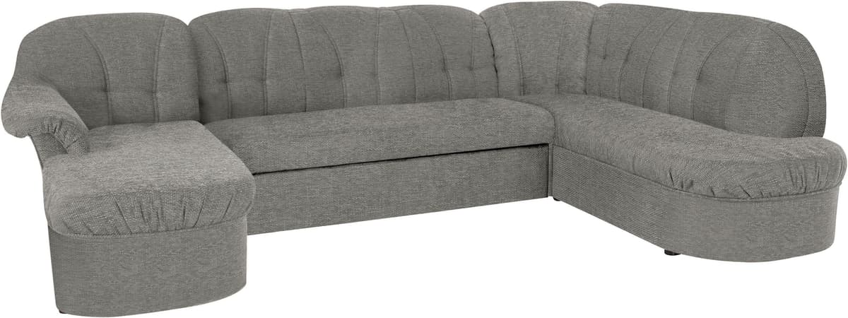 Wohnlandschaft DOMO COLLECTION "Pegnitz, zeitlos&modern, elegante Rückensteppung, Breite 292cm, U-Form", grau, B:292cm H:82cm T:180cm, 100% Polyester, Sofas, Wohnlandschaft, wahlweise mit Bettfunktion