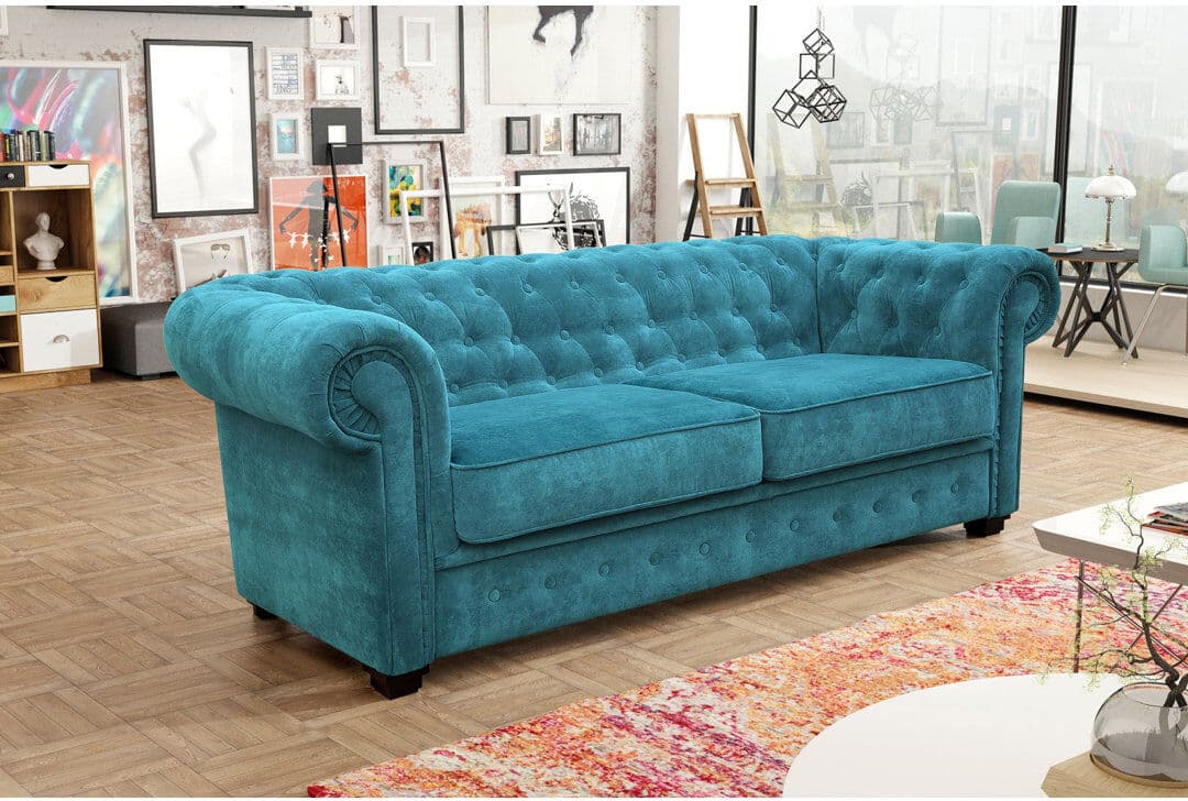 Lark Manor Dunfries Allegra 2 Seater Upholstered Chesterfield Sofa Teal 72cm H X 194cm W X 90cm D