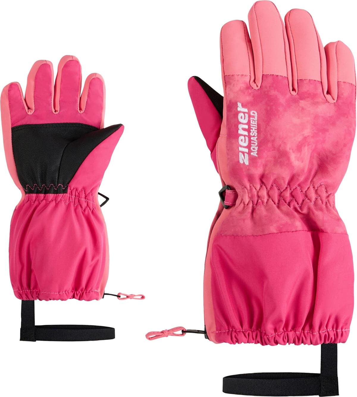 Skihandschuhe ZIENER "LEVIO-Z AS glove mini", Kinder, Gr. 3,5, rosa (tie dye pop pink), Polyester, Handschuhe Skihandschuhe tie dye pop pink 3,5