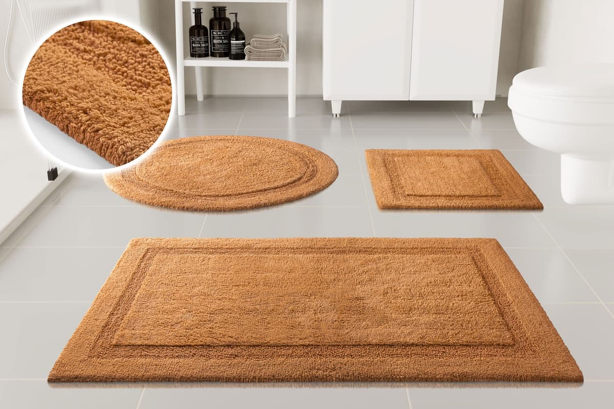 Badematte GOODPRODUCT "Meellor, uni, viele Farben, Badvorleger, Badezimmer Teppich", braun (terrakotta), H:20mm, Baumwolle, Badematten, Badematte, Badteppich, getuftet, modern, Uni, antirutsch, flauschig, Baumwolle terrakotta rechteckig (60cm x 100cm )