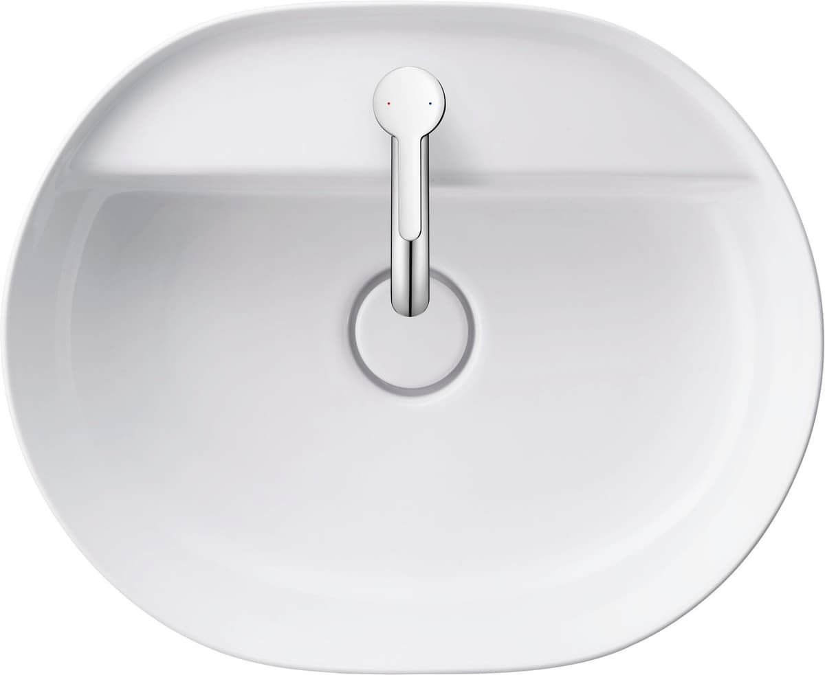 vasque à poser Duravit Luv 03805000001 50x40cm, meulé, trou pour robinetterie 2000 , sans trop-plein, avec banc pour robinetterie, blanc WonderGliss
