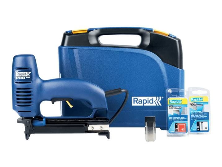 R553 - Agrafeuse-cloueuse Électrique\, Pour Fixer Les Panneaux En Bois Fin\, La Fibre De Verre - Pour Agrafes N°53/8-20mm Et Clous N°8/15-20mm - Coffret (boîte + Agrafeuse + Agrafes / Clous) - ( - Rapid