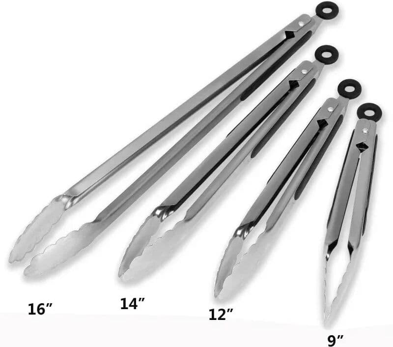 NONE 1Pcs BBQ Grill Tongs Salad Steak Spaghetti Candy Charcoal Meat Stainless Steel Camping Barbecue Kitchen Frying Food Clips Clamp