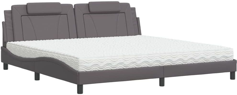 vidaXL Lit Viana avec matelas gris 200x200 cm similicuir