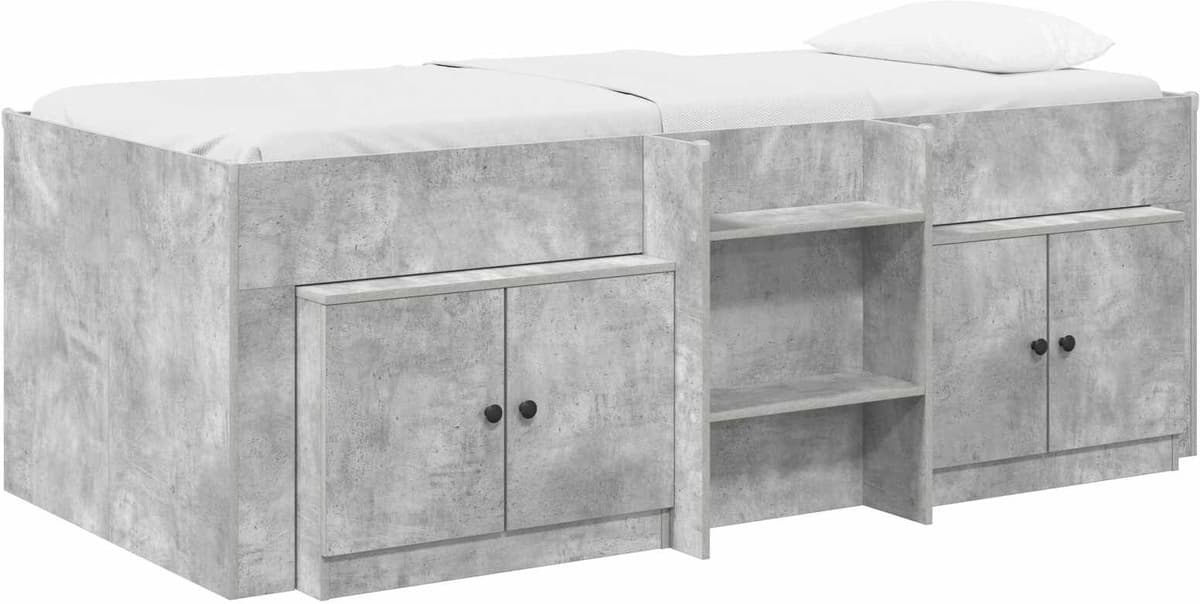 vidaXL Cadre de lit en loft avec armoire avec stockage 3 pc Gris béton