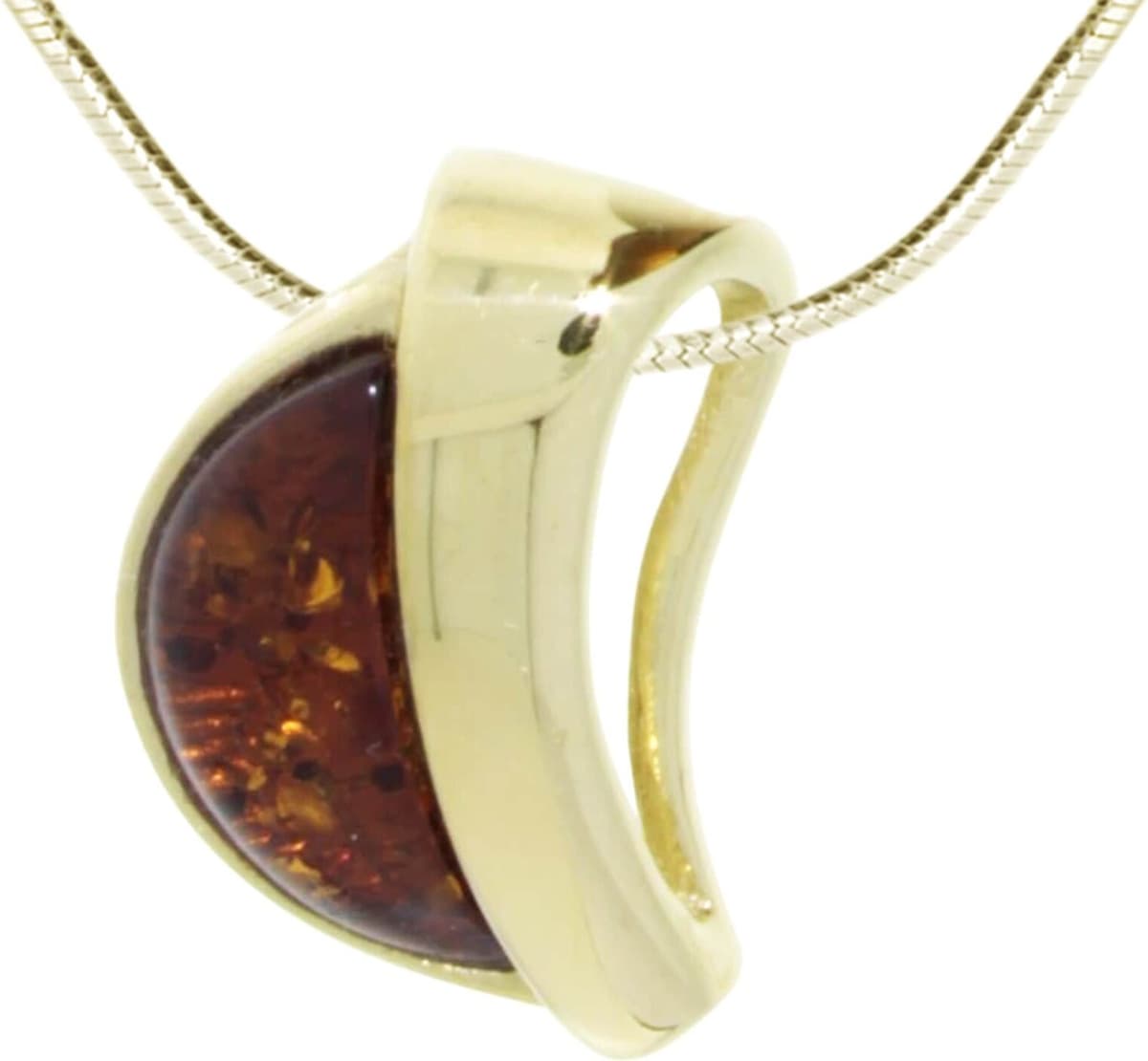 Kette mit Anhänger OSTSEE-SCHMUCK "- Gleiter-Lale - Silber 925/000, vergoldet - Bernstein" Gr. 50, gold (goldfarben, gelb), Schmuck_Sets, Damen, 50, Silber 925 (Sterlingsilber), Kette mit Anhänger