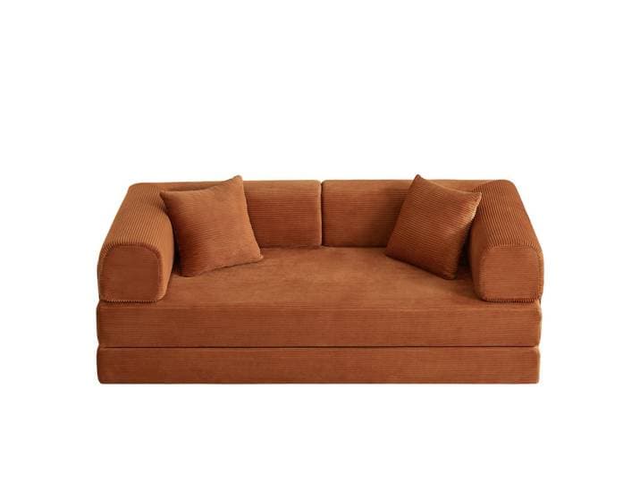 ComfortXL Schlafsofa De-34938 Tatami-Bodensofa mit 2 Kissen Terrakotta, Terracotta, 204x65x97 cm, Babymöbel & Kindermöbel, Kinderzimmer & Jugendzimmer, Schlafsofas