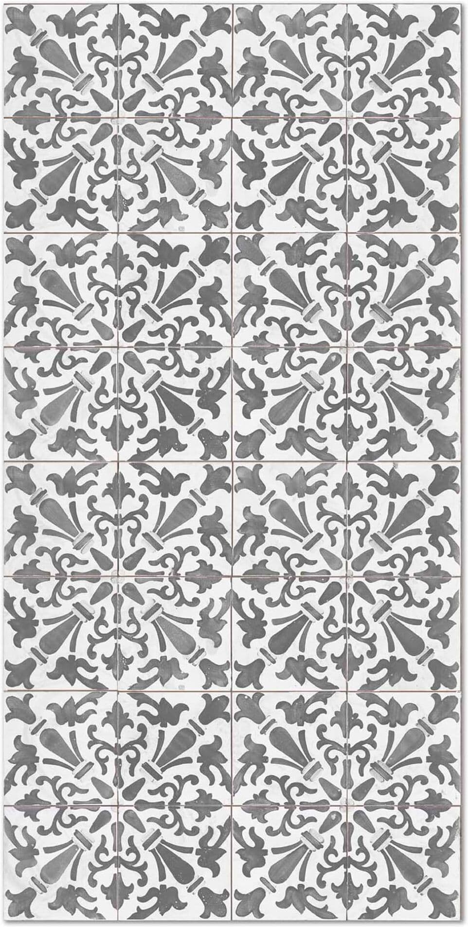Home and Living Tapis vinyle carreaux ciments géométrique gris 80x250cm Gris 80x0x250cm