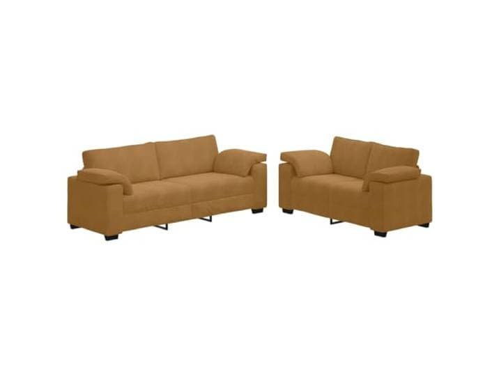 Todiikf 2-teiliges Sofa Set Samt Couch Garnitur mit Kissen Braun Elegante Sitzgarnitur aus braunem Samt für Wohnzimmer und Büro, inklusive 2er und 3er Couch mit 4 Kissen.