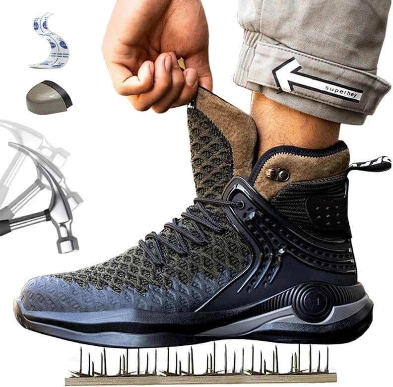 NONE Lightweight Winter Boots Men's Safety Shoes Work Sneakers Anti-puncture Shoes Men Steel Toe Workplace Footwear Large Size 50