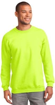 Port & Company PC90 Essential Fleece Crewneck Sweatshirt in Safety Green size 4XL   Cotton/Polyester Blend PC90Y