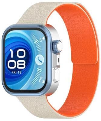 Everyday Crate Huawei Watch Fit 4 Fit 4 Pro Fit 3 Magnetic Silicone Watch Band Lychee Texture Soft Replacement Strap starlight Orange
