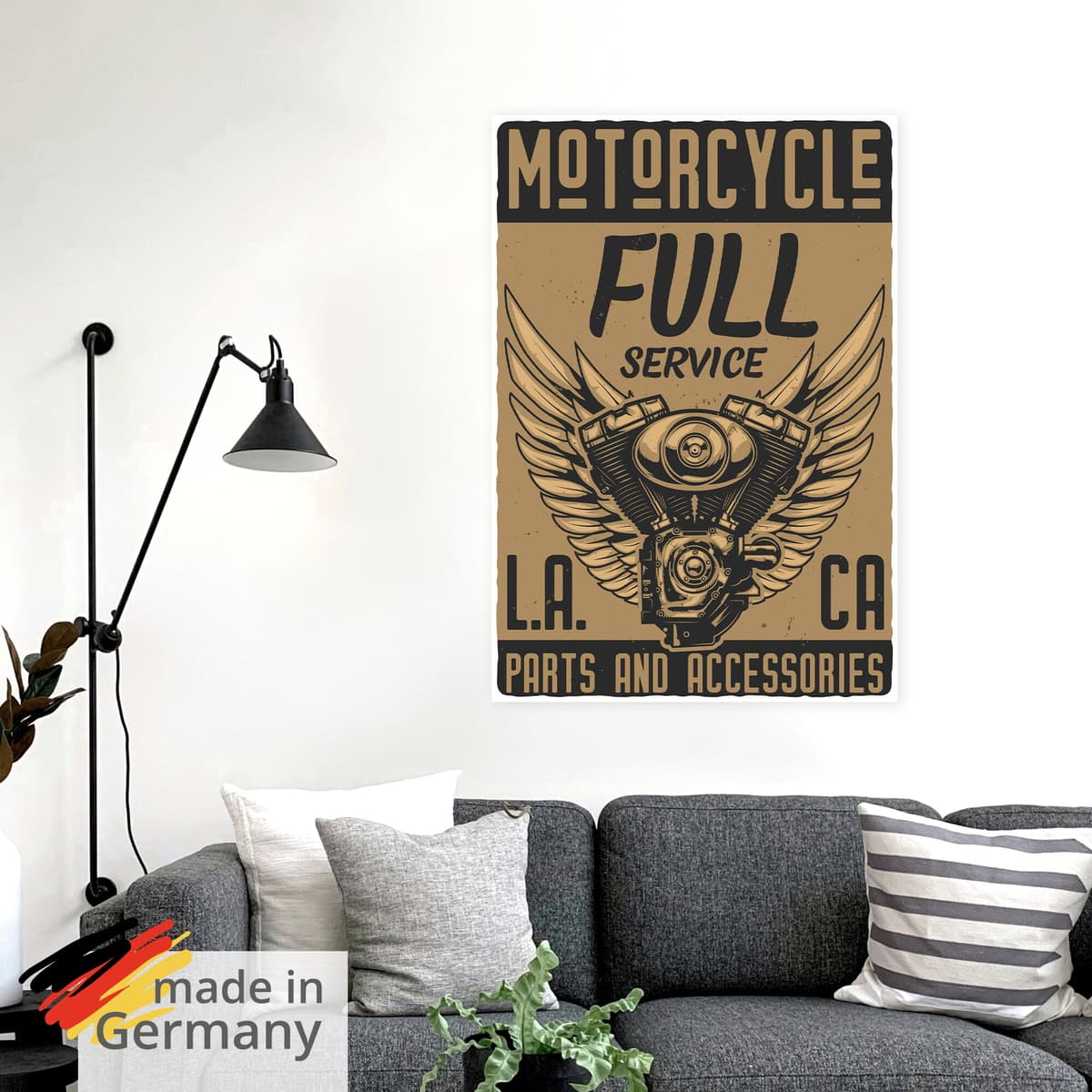 Wandbild ARTLAND "Motorrad Los Angeles", beige (farbe bild(er): naturfarben), B:50cm H:70cm, Bilder, Wandbild, als Alubild, Leinwandbild, Poster, Wandaufkleber in verschied. Grössen farbe bild(er): naturfarben B/H/T: 50cm x 70cm, Wandaufkleber Hochformat,
