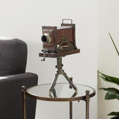 ARCILLA ELEMENTAL Brown Wood Camera Film Decorative Sculpture