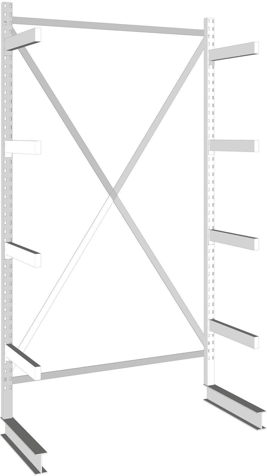 META Regał wspornikowy, jednostronny, 355 kg, 2500 x 1330 x 830 mm, podstawowy