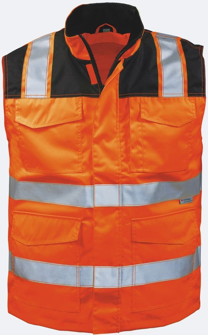 Fleeceweste ELYSEE "Warnschutz Mirko", Herren, Gr. L, orange (orange, schwarz), Obermaterial: 100% Polyester PES., Westen Fleeceweste