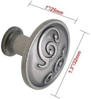 "Utopia Alley Roma Cabinet Ring Pull Knob - Vintage Cabinet Pewter Hardware with Hand, Pull Knobs 1.3"""