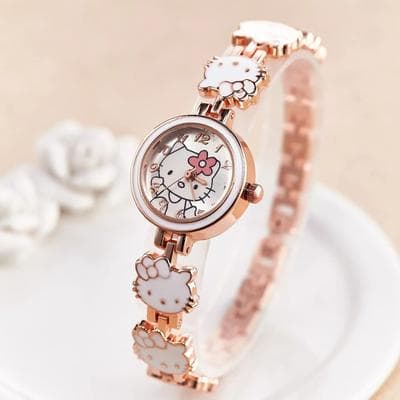 Uplift Essentials Hello Kitty Sweet Bow Watch High Quality Fashion Quartz Timepiece For Students & Best Friends rose Gold