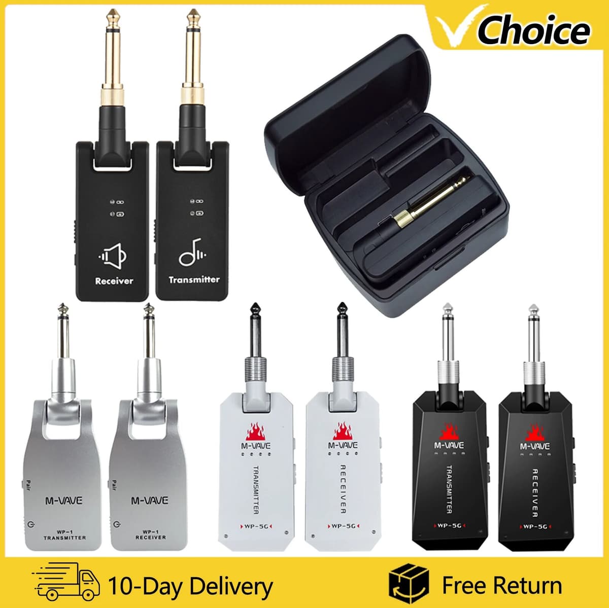 M-VAVE 2.4G/5.8G Wireless Guitar System Transmitter Receiver WP-1/WP-2/WP-5/WP-5G/WP-8 Wireless Audio Transmitter Receiver