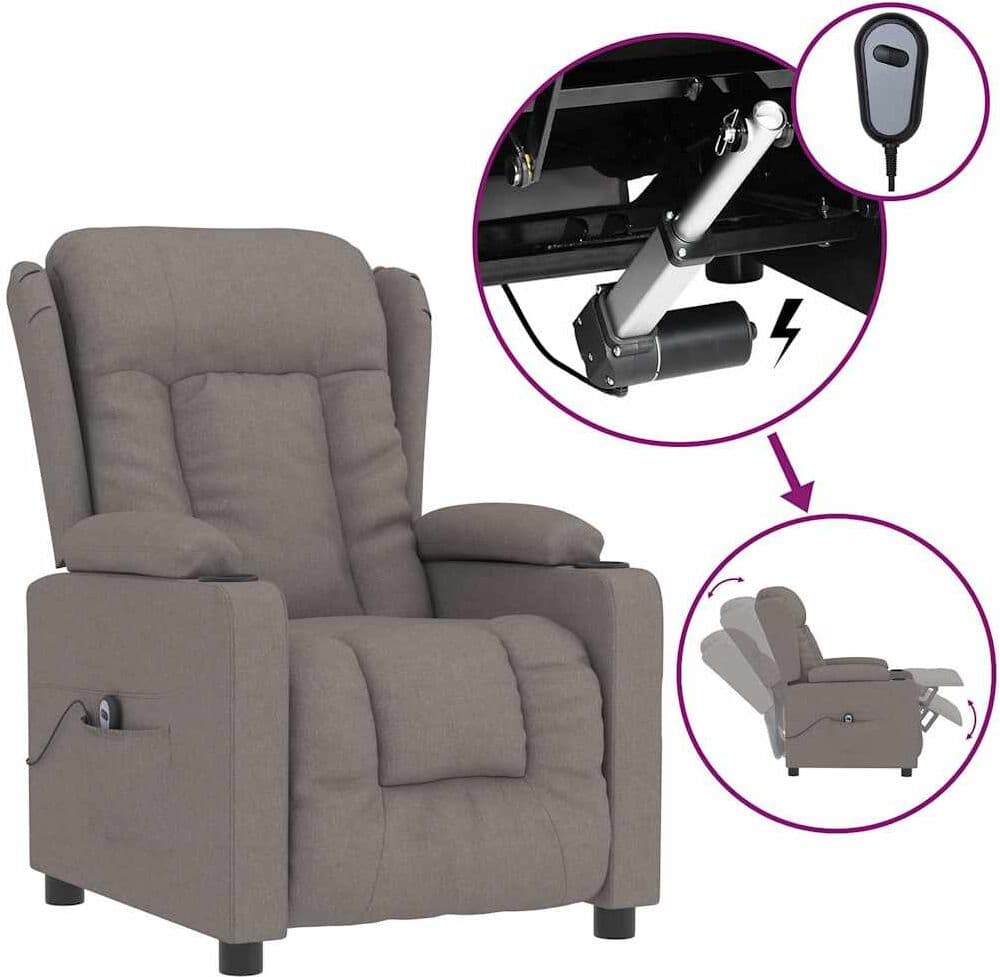 vidaXL Fauteuil inclinable électrique Taupe Tissu