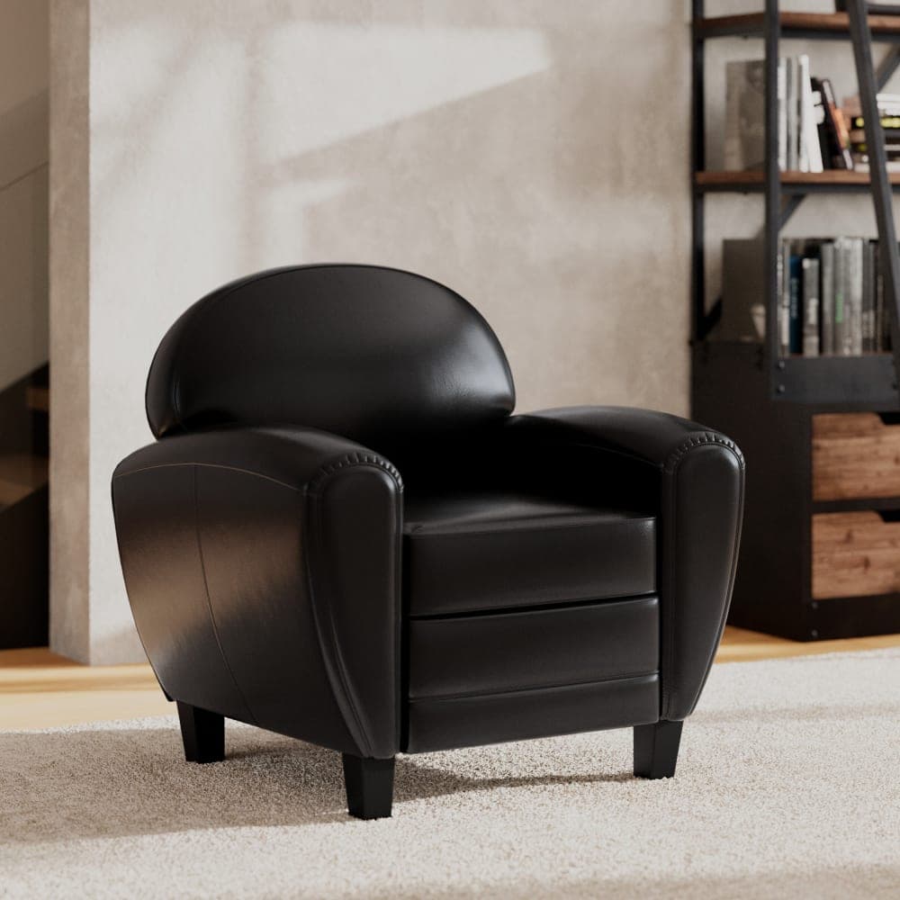 Maison Pavane Sillón negro de cuero flor recubierto
