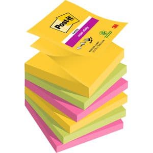 Post-it Haftnotizen Super Sticky Carnival, bunt, 76 x 76mm, selbstklebend, 6x 90 Blatt