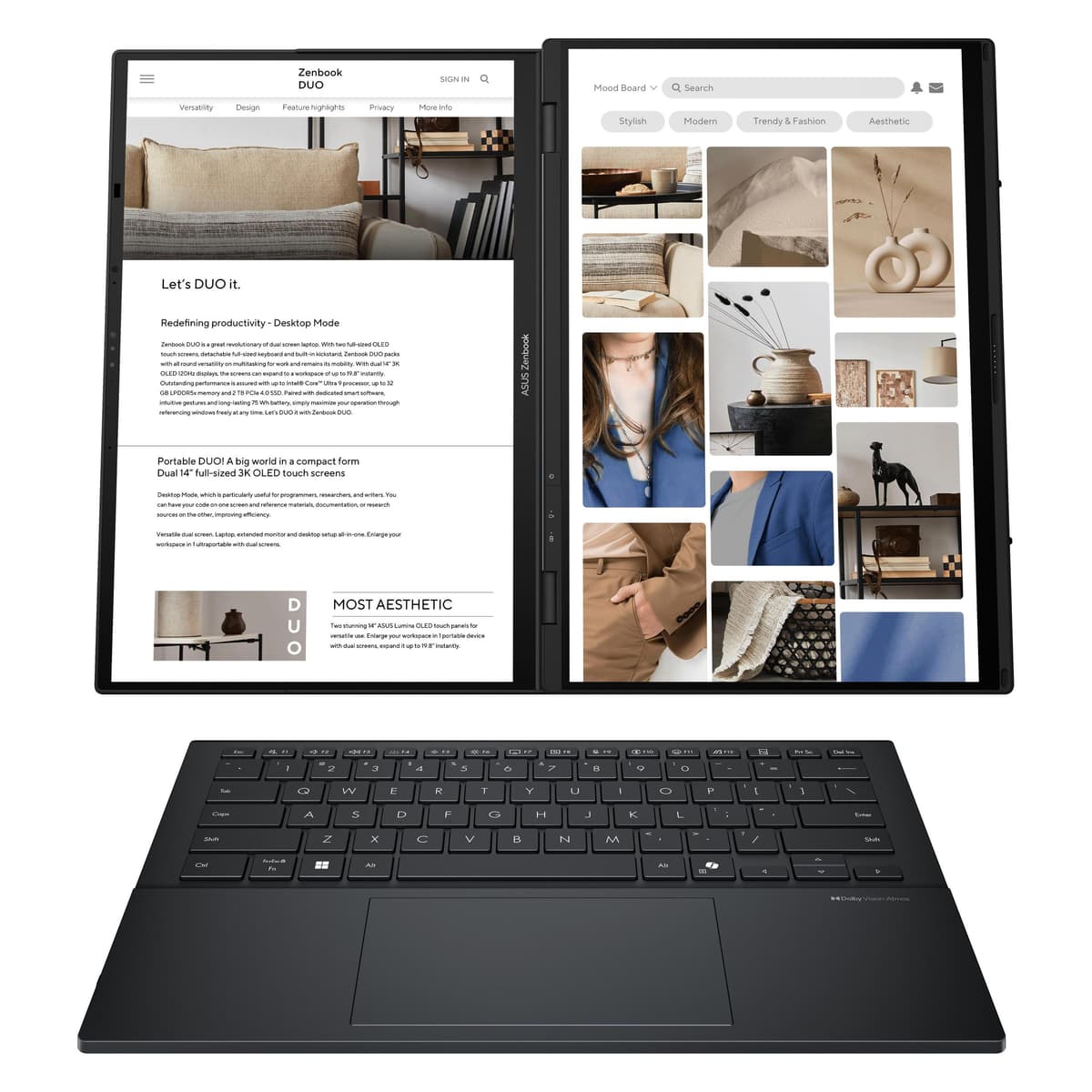 ASUS Zenbook Duo (14", 2000 GB, DE, Intel Core Ultra 9 285H) (90NB14X1-M00800)