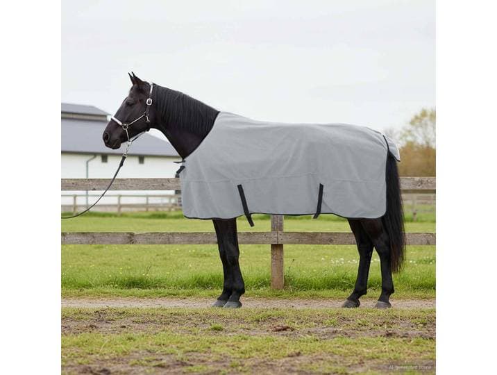 vidaXL Pferdedecke Hellgrau und Rosa 165 cm Polyester-Fleece