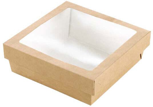 Firstpack Set da 100 pezzi Scatola quadrata con finestra marrone 22 x 22 cm